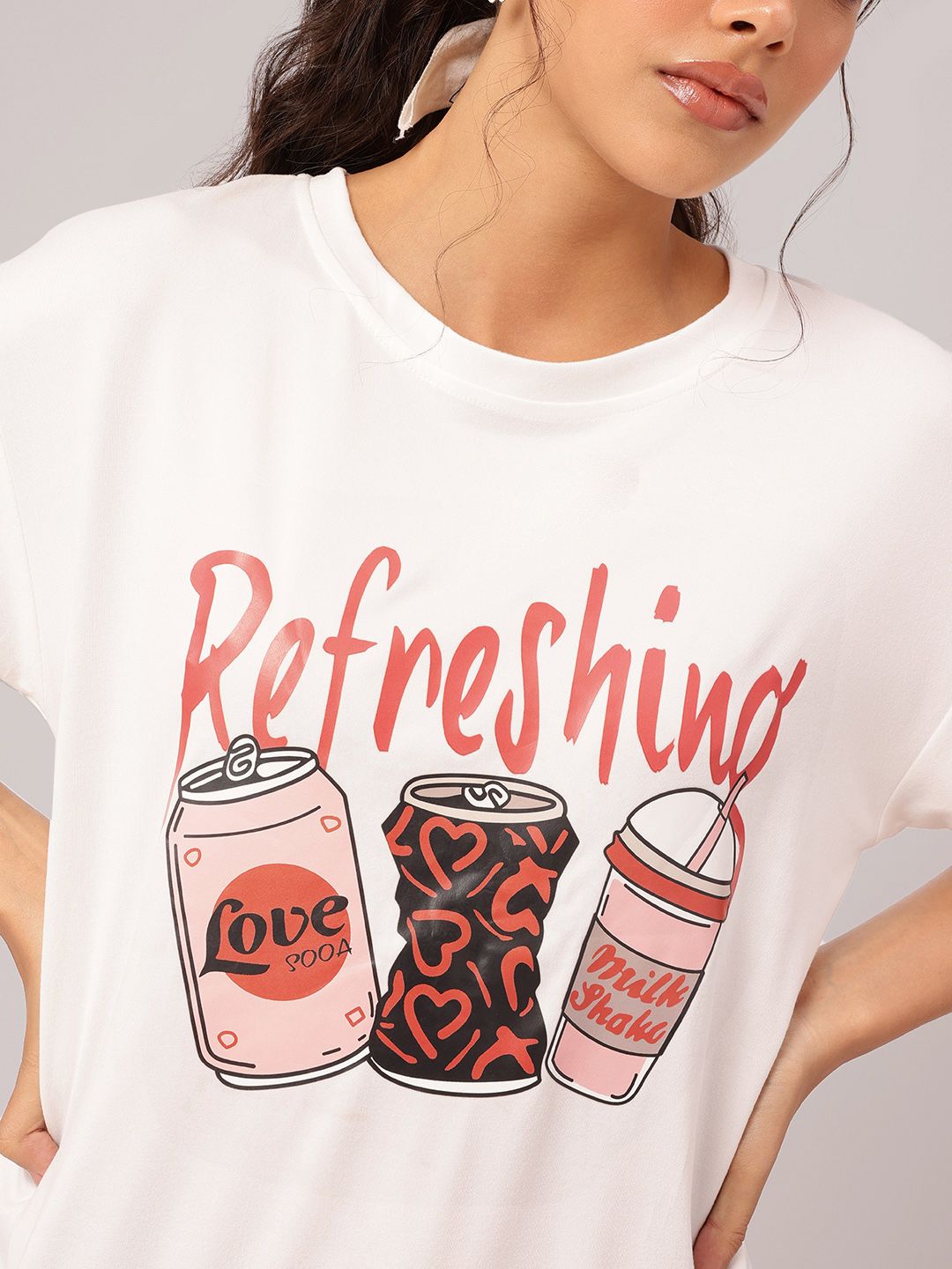 DressBerry Refresh & Slay Printed Relaxed Fit T-shirt