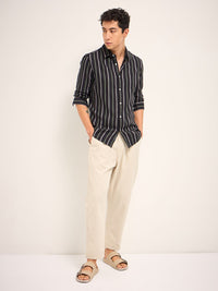 THE BEAR HOUSE Men Vertical Striped Cotton Slim Fit Casual Shirt
