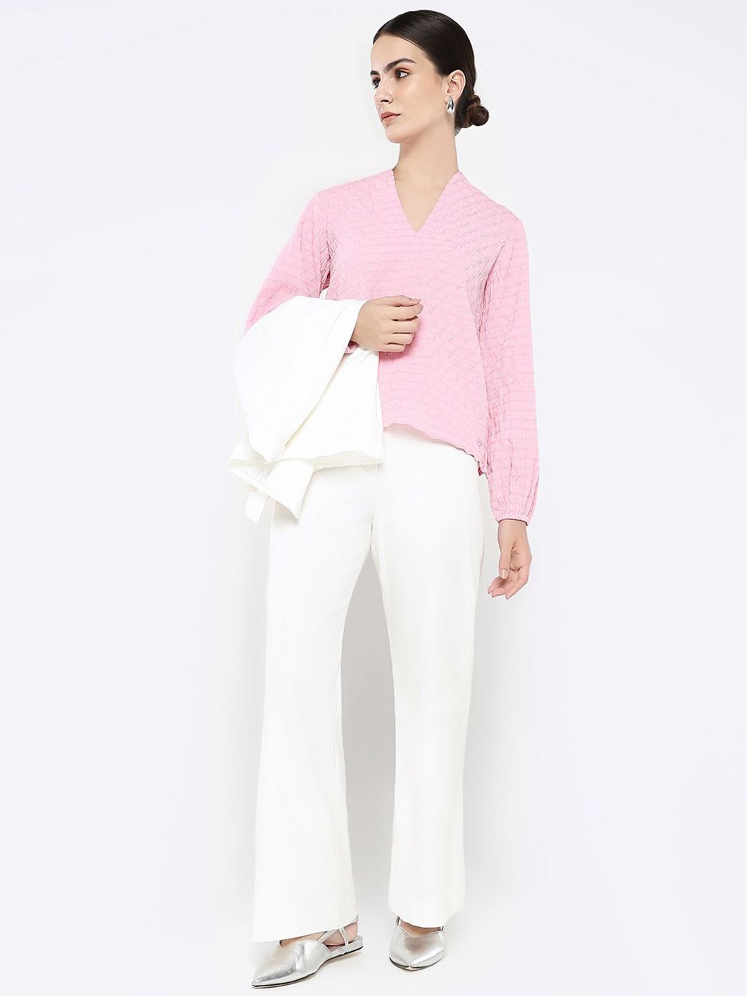 RAREISM Women Solid V-Neck Top