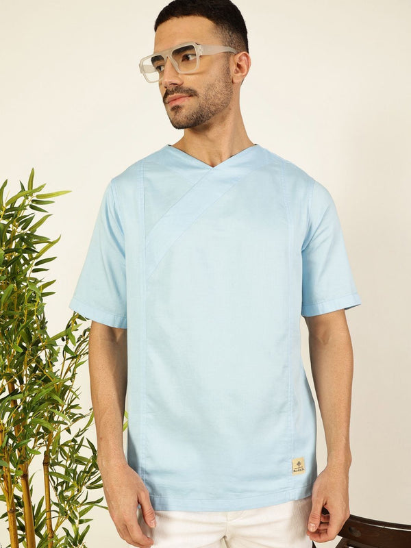 Thomas Scott Men Solid V-Neck Cotton Boxy T-Shirt