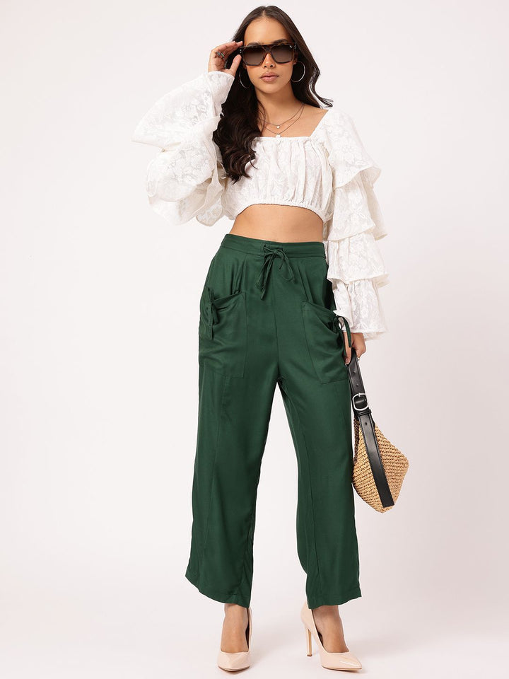DressBerry Women Chic Comfort Relaxed Fit  Trousers with Box Pockets