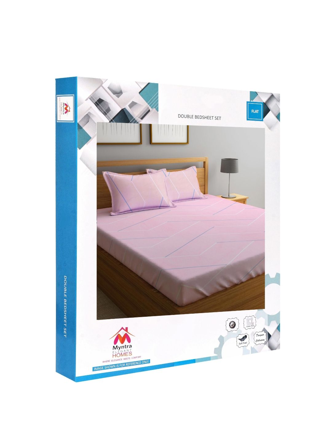 Myntra Elegant Homes Kapas Geometri Merah Jambu 300 TC Cadar Katil Halus King dengan 2 Sarung Bantal-250 x 225 sm