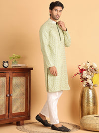 Jompers Men Embroidered Regular Sequinned Kurta with Pyjamas