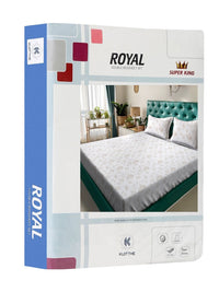 KLOTTHE White & Beige Floral 400 TC Bedsheet With 2 Pillow Covers