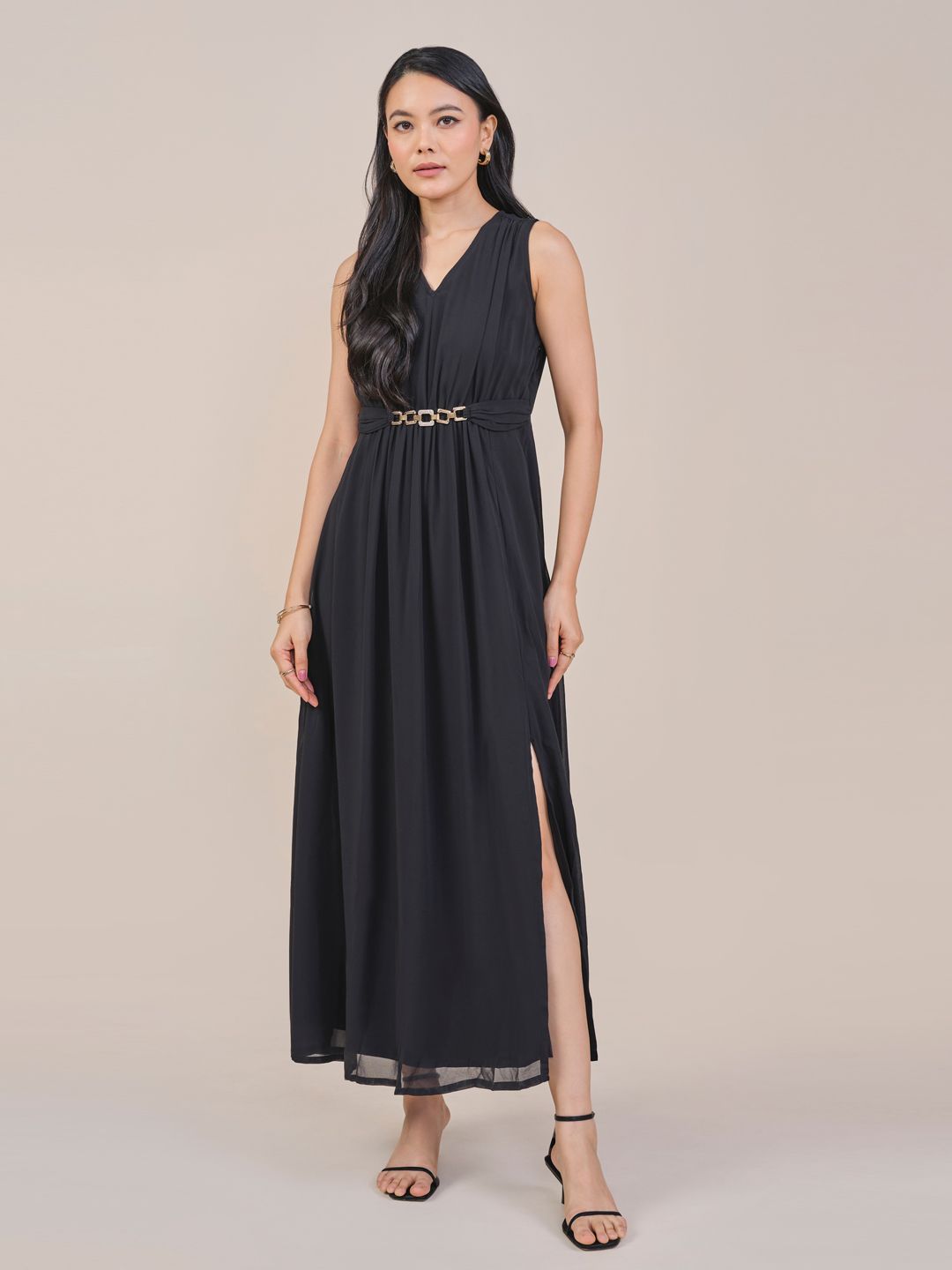 AND Women Sleeveless Fit & Flare Maxi Dress