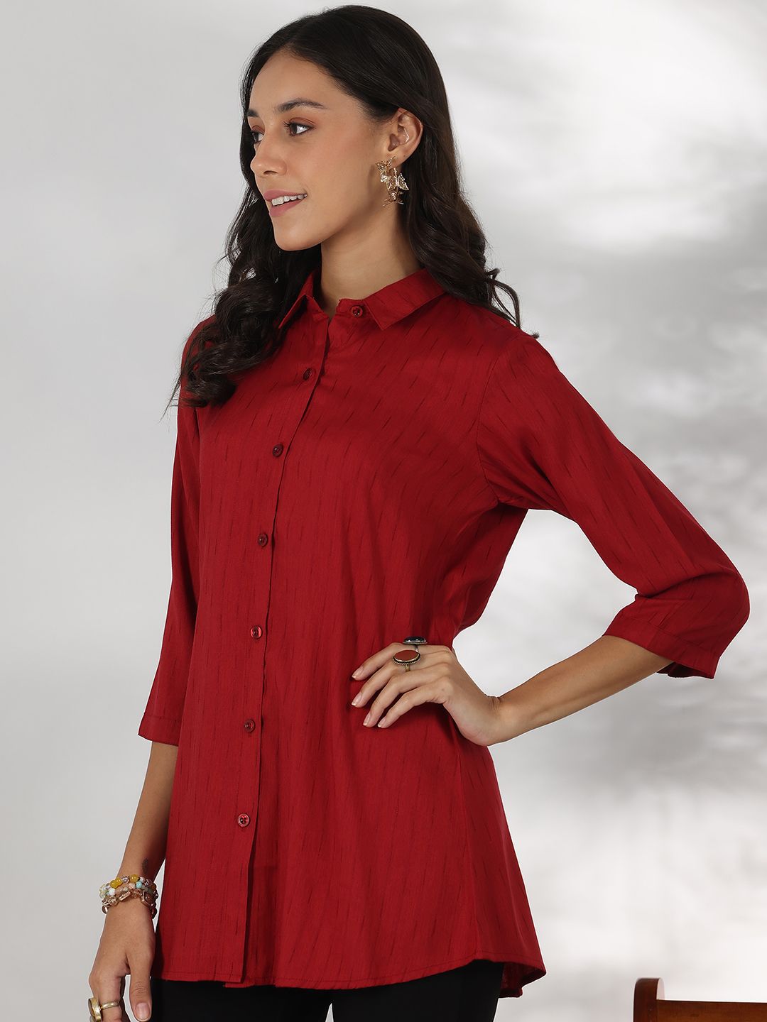 Libas Shirt Collar Striped Tunic
