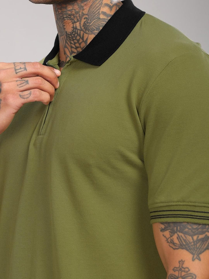 ADRO Men Olive Cotton Tshirts