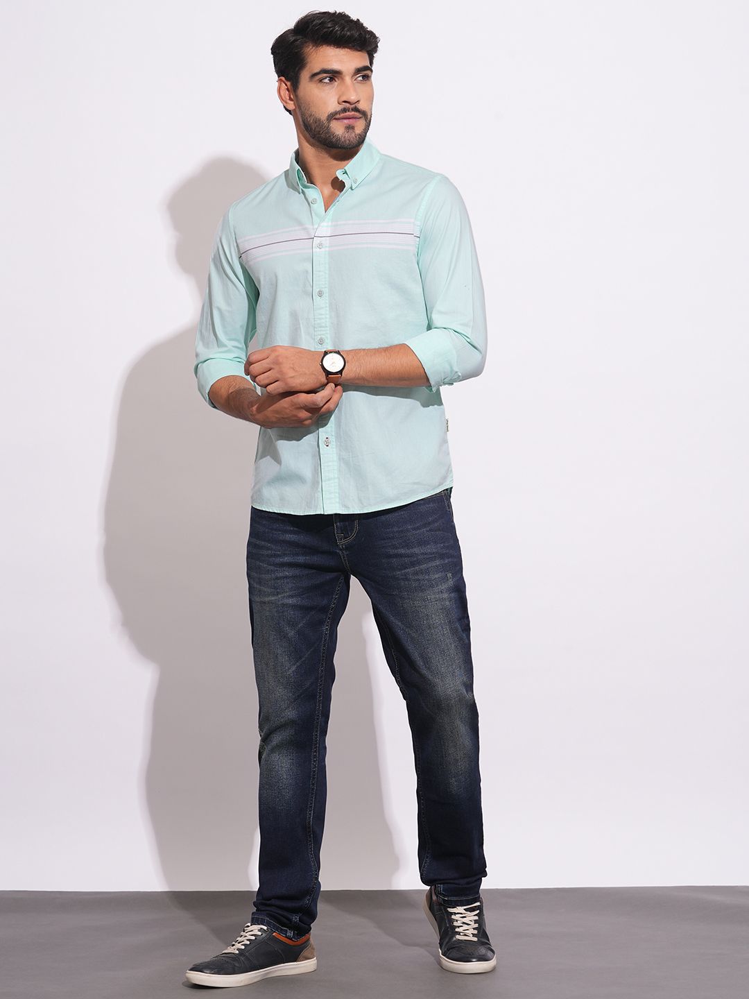 Being Human Men Classic Slim Fit Horizontal Stripes Opaque Striped Casual Shirt
