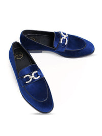 MONKSTORY Men Blue Crystal Bit Loafers