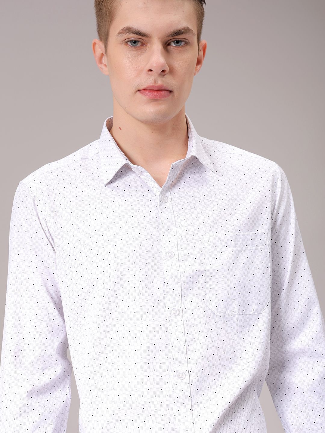 The Indian Garage Co. X Luxe Men Spread Collar Micro Ditsy Printed Slim Fit Formal Shirt