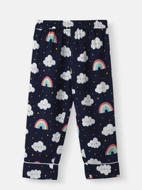 Nauti Nati Boys Clouds and Rainbow Print Dada Pocket Shirt dan Pajama Set