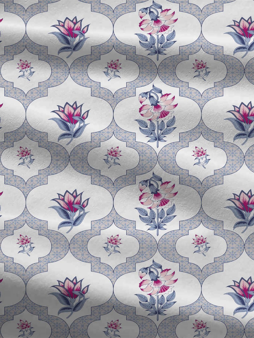 MYTRIDENT Blue Dusk & Dawn Flat 144TC Queen Cotton 1 Bedsheet with 2 Pillow Covers