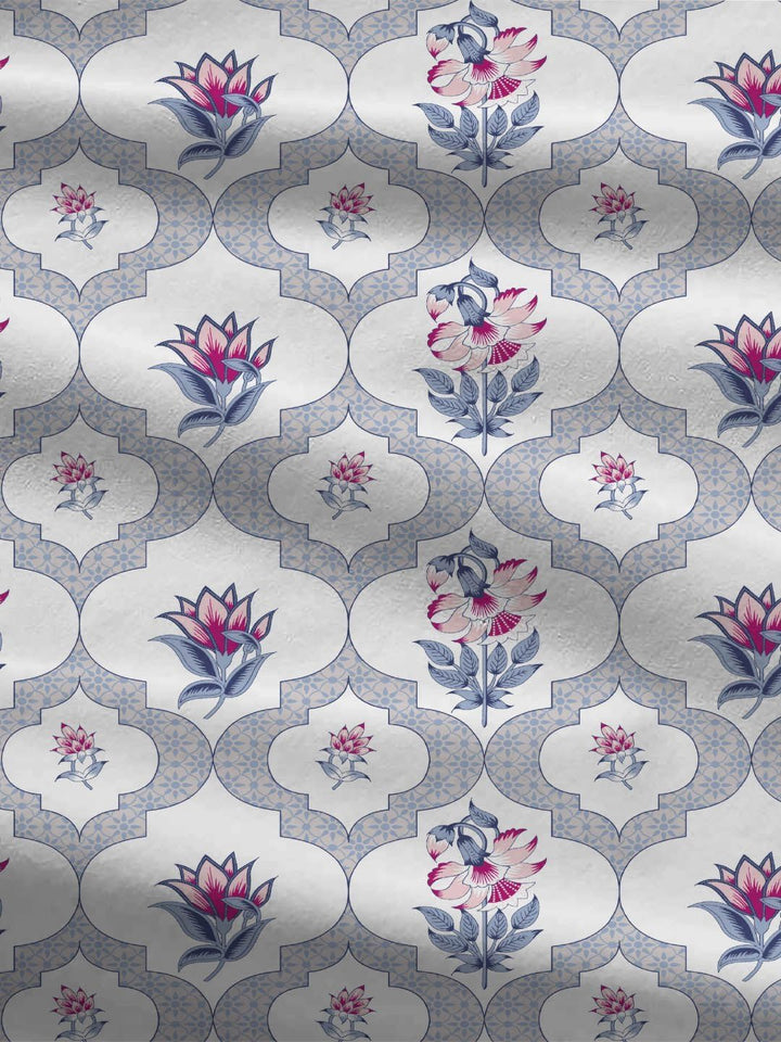MYTRIDENT Blue Dusk & Dawn Flat 144TC Queen Cotton 1 Bedsheet with 2 Pillow Covers