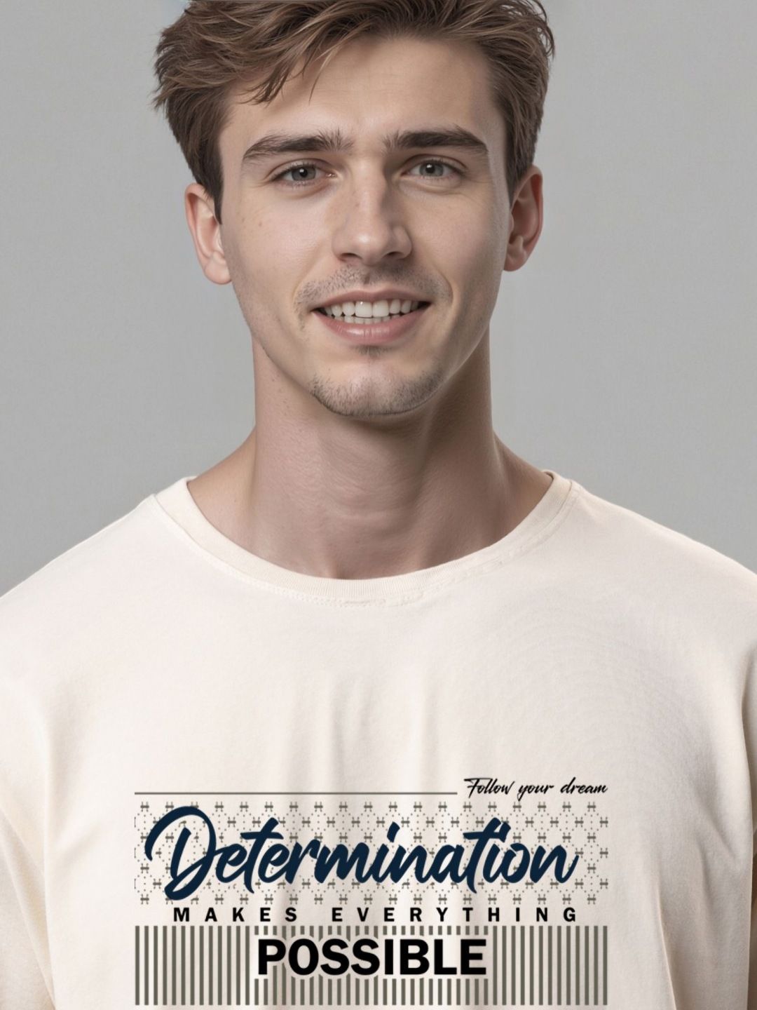 ADRO Typography Printed Round Neck Cotton T-shirt