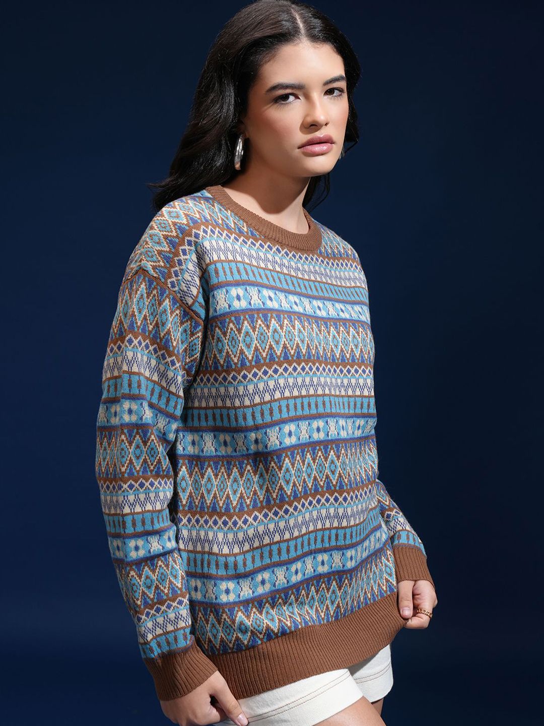 Tokyo Talkies Women Argyle Pullover Sweaters