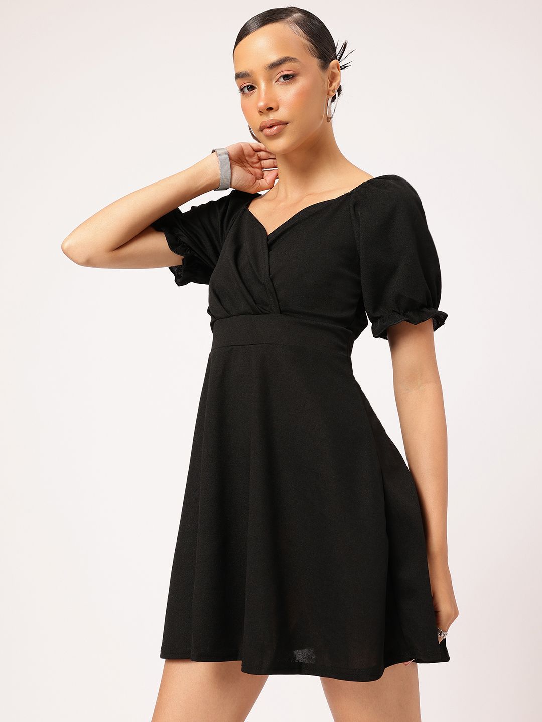 DressBerry Puff Sleeve Fit & Flare Dress