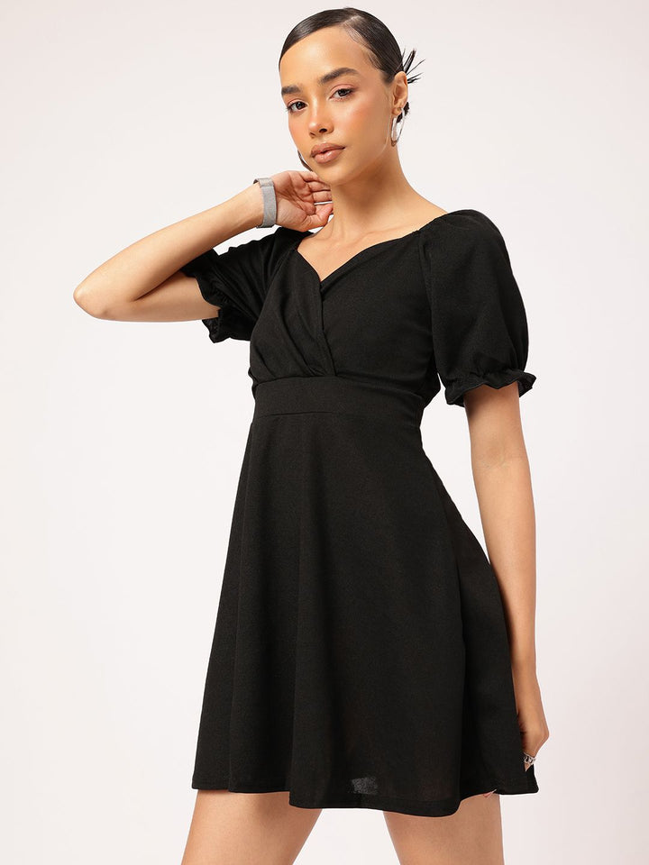 DressBerry Puff Sleeve Fit & Flare Dress