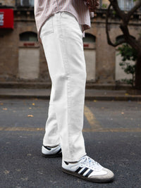 Powerlook Men White Cotton Mid-Rise Regular Fit Trouser
