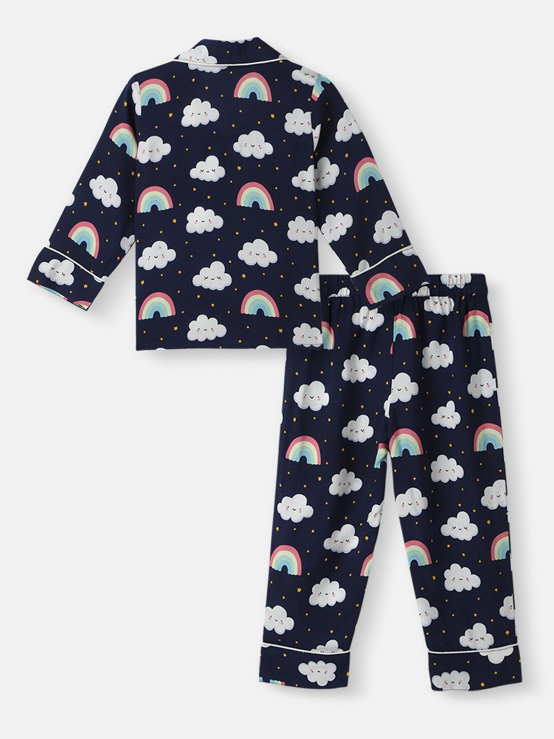 Nauti Nati Boys Clouds and Rainbow Print Chest Pocket Shirt and Pyjama Set