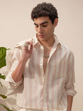 HIGHLANDER Striped Spread Collar Long Sleeves Relaxed Fit Casual Shirt