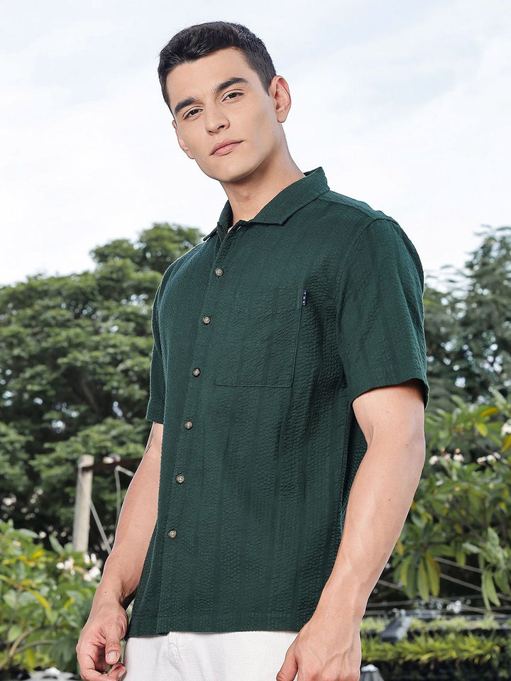 Thomas Scott Men's Premium Seersucker Cotton Casual Shirt