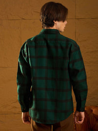 DENNISON Men Double Pocket Drop Shoulder Oversized Cotton Checked Shacket