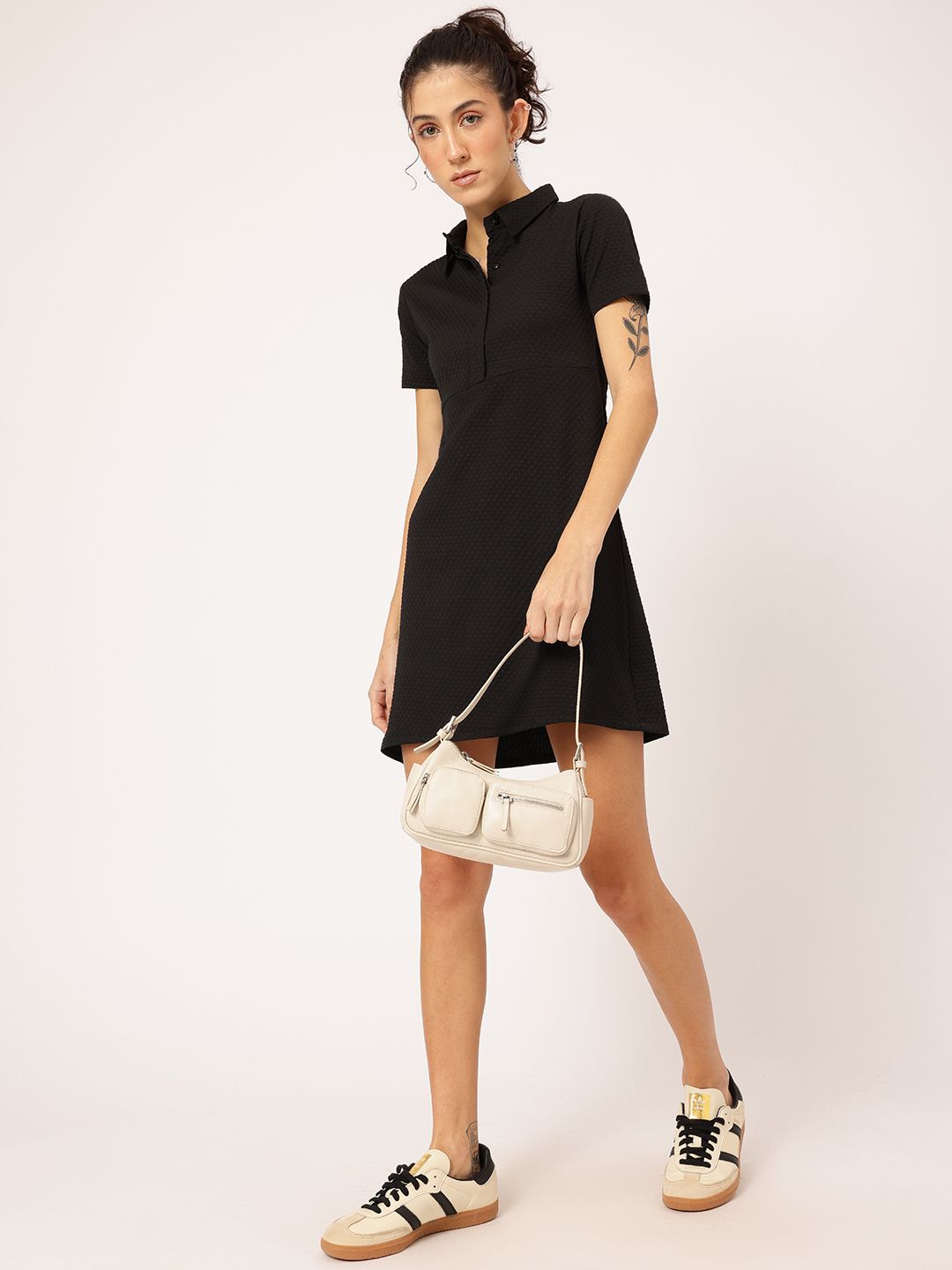 DressBerry Eclectic Edge Textured Mini T-shirt Dress