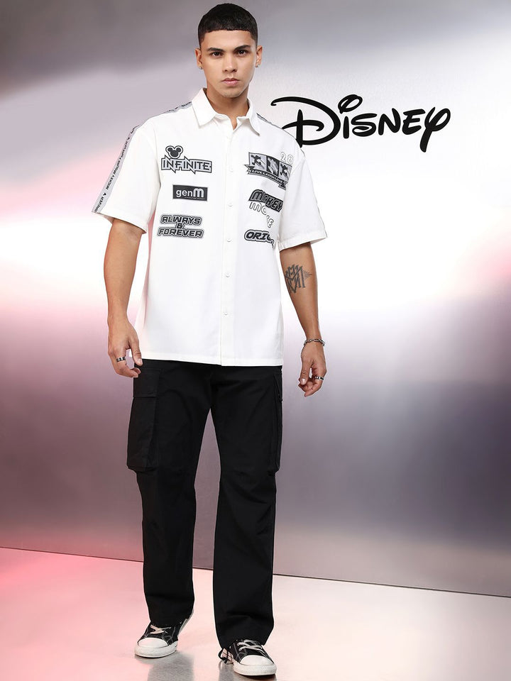 Highlander Disney Pure Cotton Mickey Printed Oversized Casual Shirt