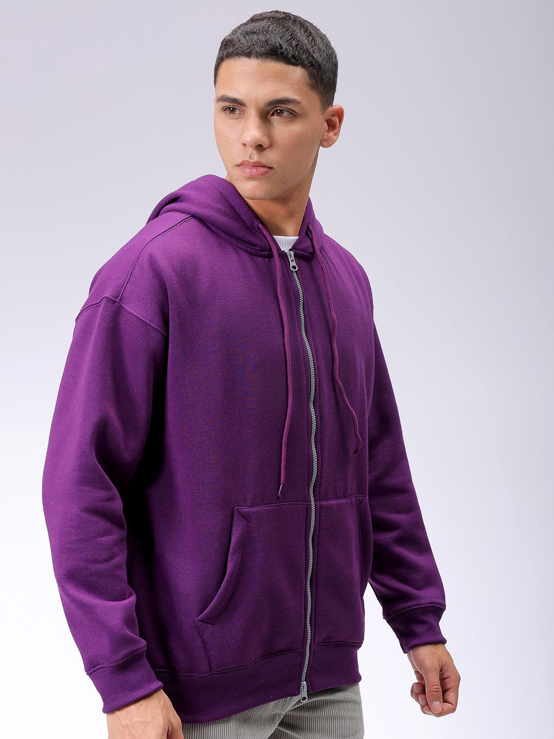 The Indian Garage Co Men Hooded Double Way Front Open Zipper Sweatshirt