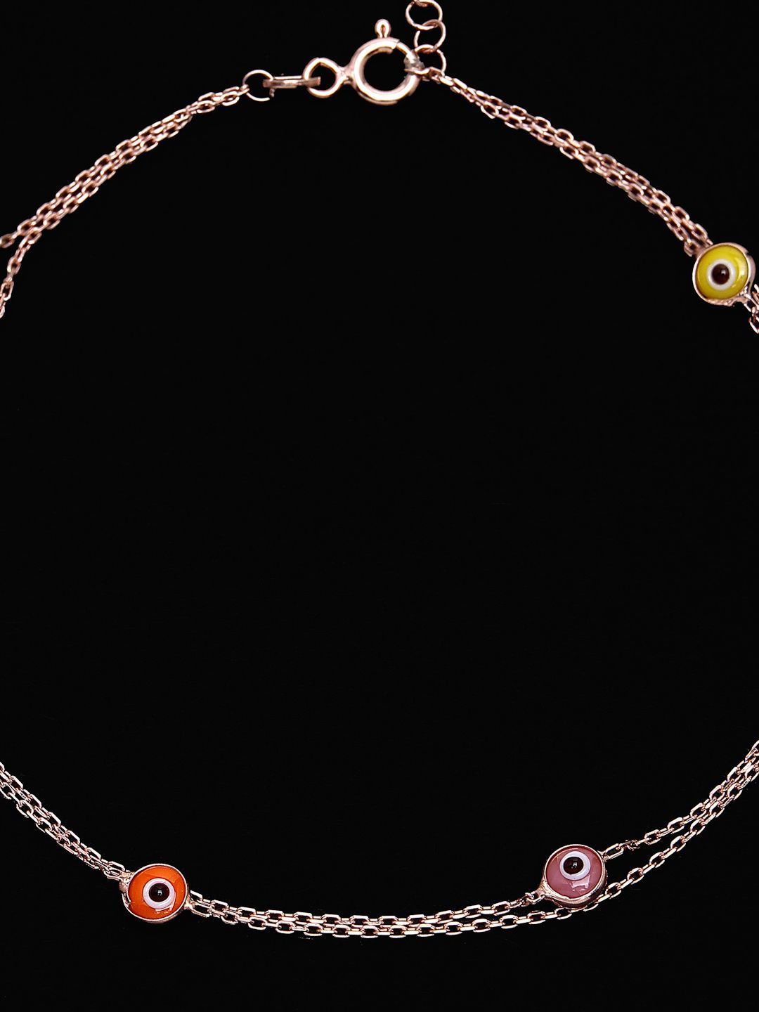 PANASH 925 Sterling Silver Rose Gold-Plated Evil Eye Multistrand Bracelet
