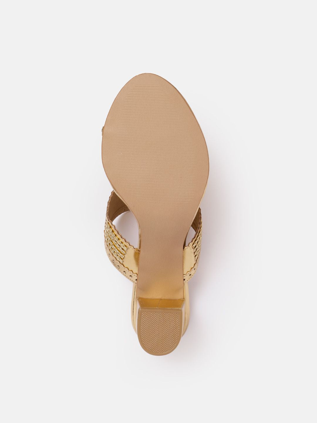 House of Pataudi Open Toe Woven Design Block Heels