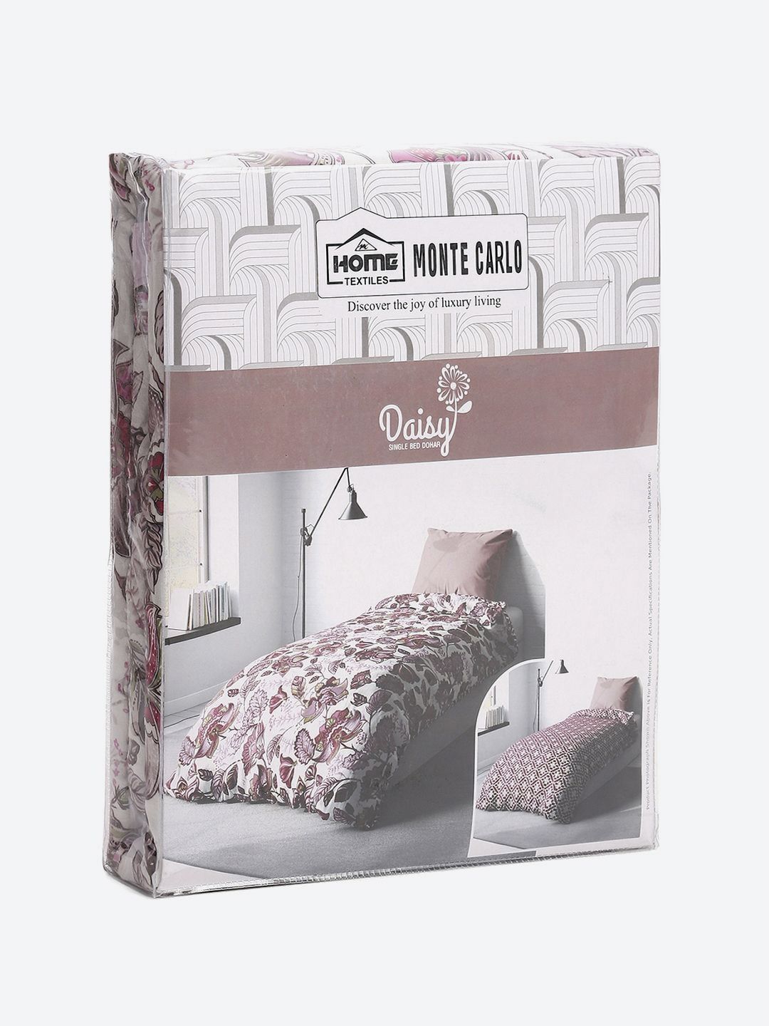 Monte Carlo Pink & White Floral Printed Mild Winter 136 GSM Single Bed Dohar