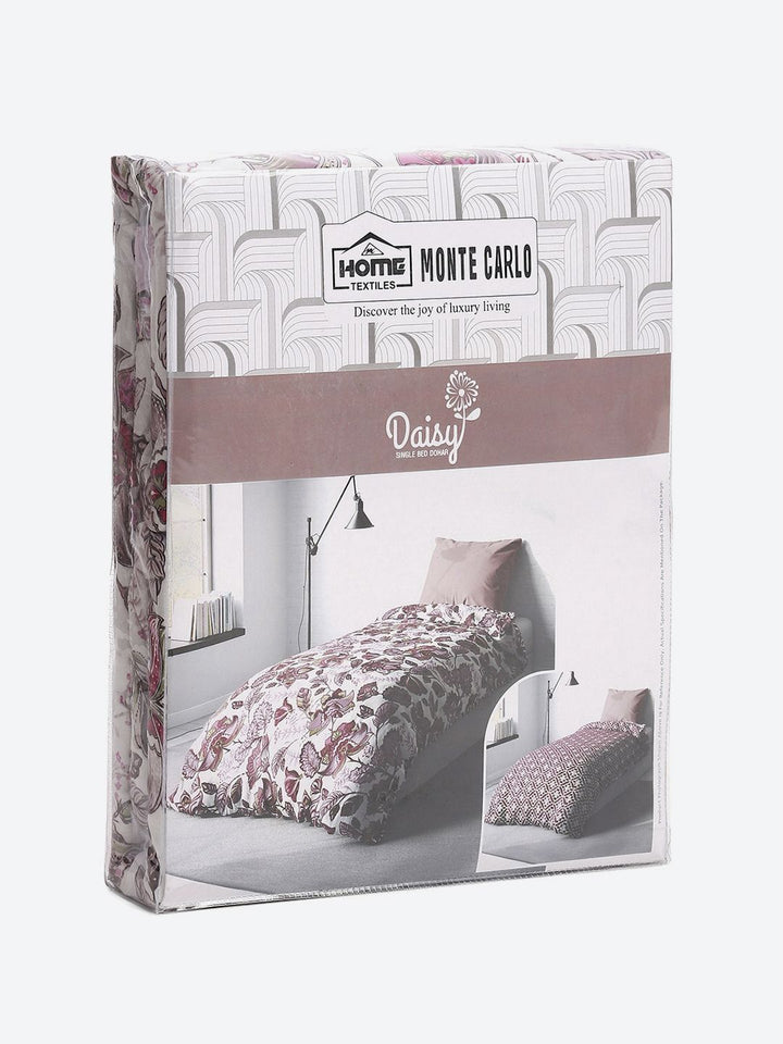 Monte Carlo Pink & White Floral Printed Mild Winter 136 GSM Single Bed Dohar