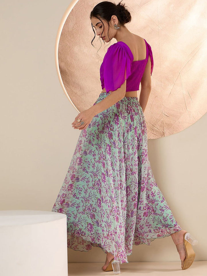 Antheaa Embellished Round Neck Top & Palazzo