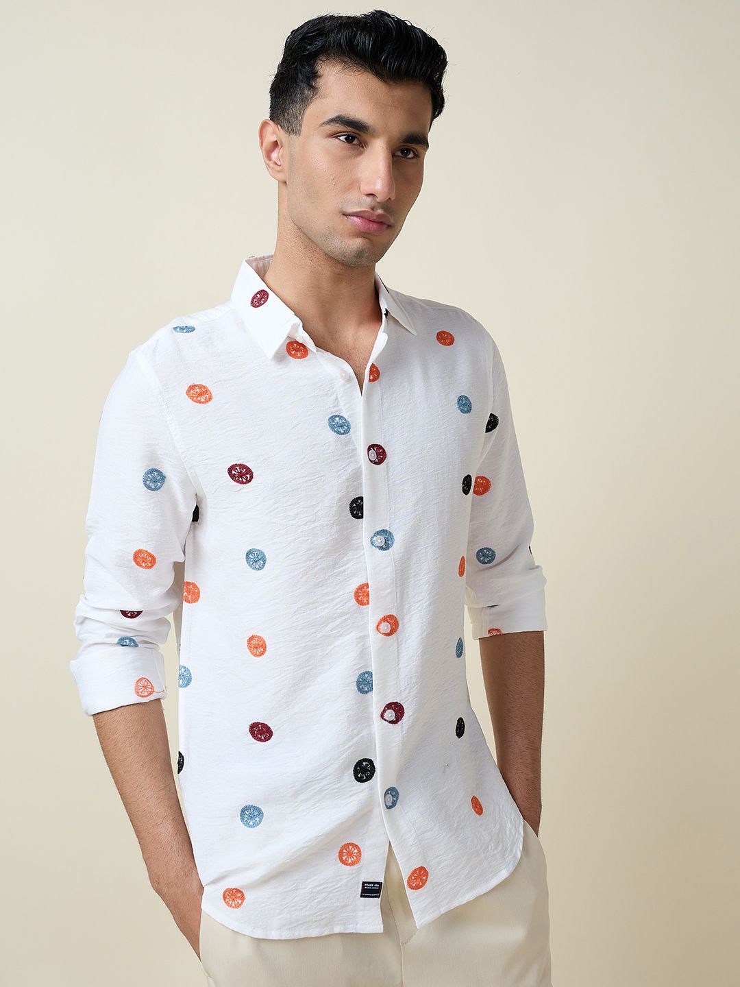Thomas Scott Men Embroidered Regular Fit Casual Shirt