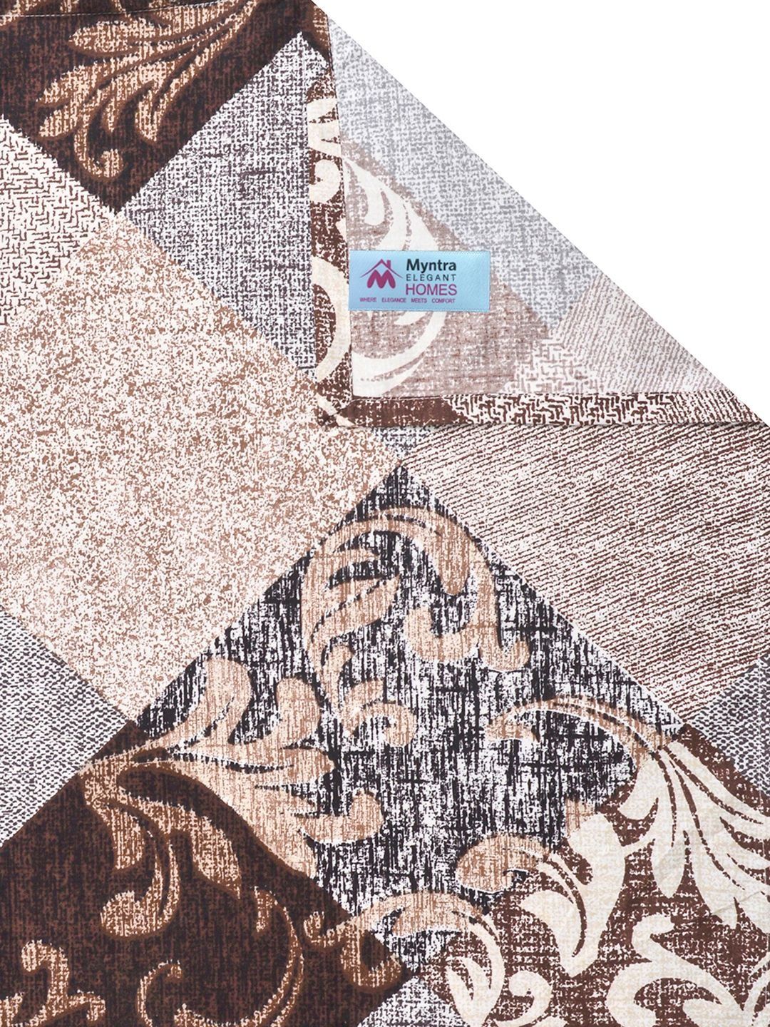 Myntra Elegant Homes Brown Geometric 300 TC King Bedsheet with 2 Pillow Covers