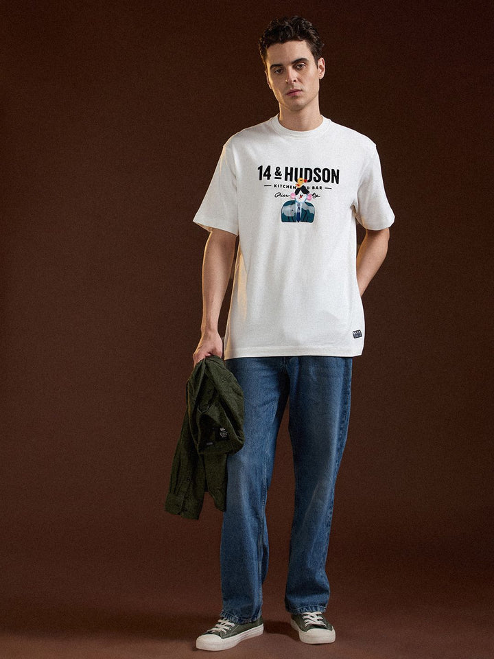 THE BEAR HOUSE Men Printed Drop-Shoulder Sleeves T-shirt