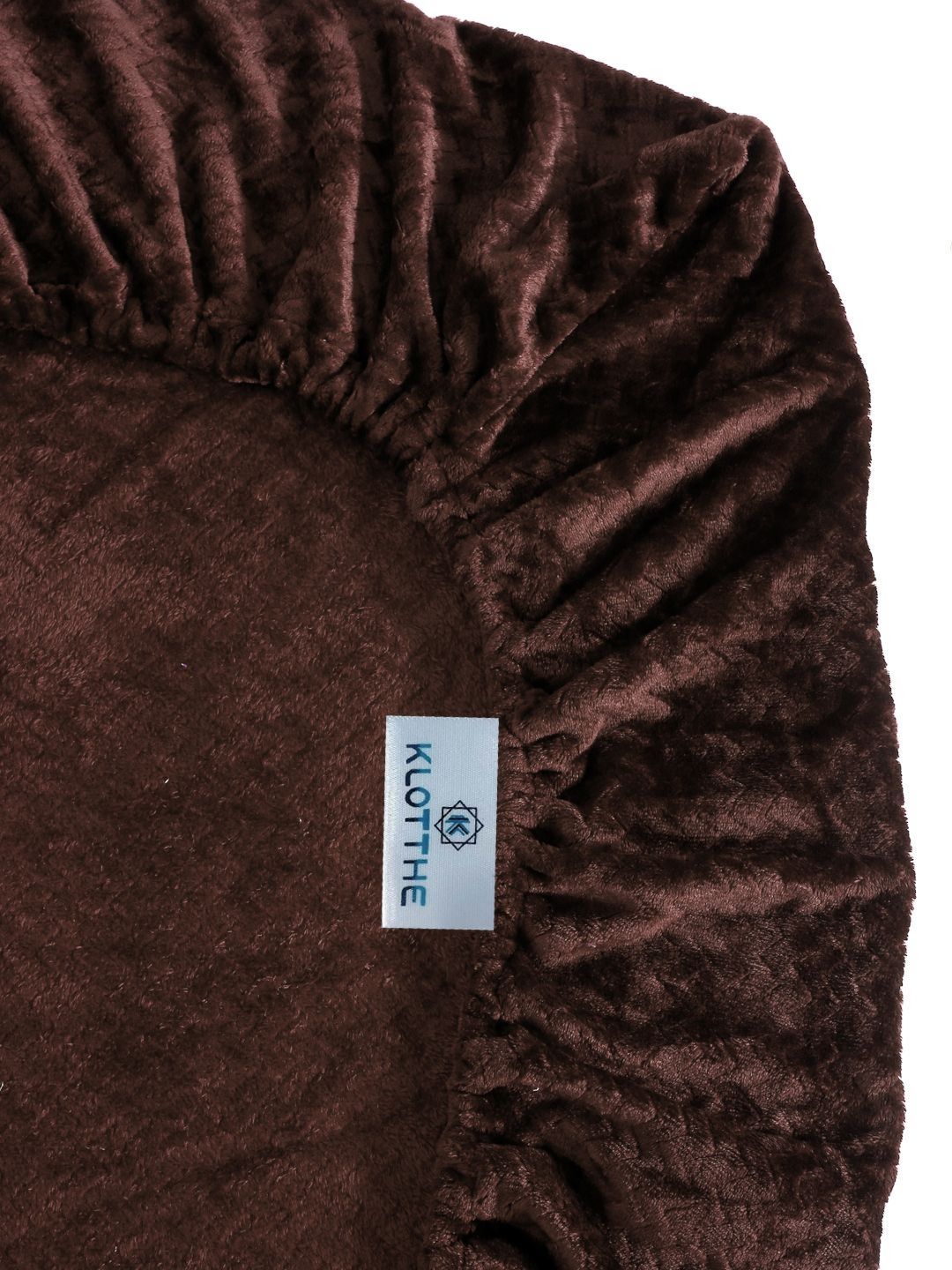 KLOTTHE Brown Abstract 300TC Woolen Single Fitted Bedsheet & 1 Pillow Cover