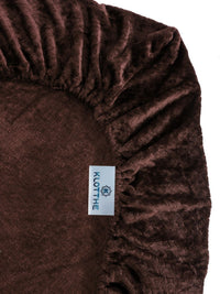 KLOTTHE Brown Abstract 300TC Woolen Single Fitted Bedsheet & 1 Pillow Cover