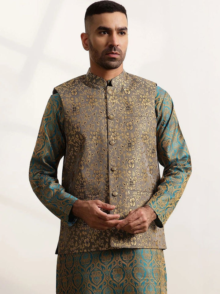 Jaket Nehru Brocade Rekaan Tenunan Anouk