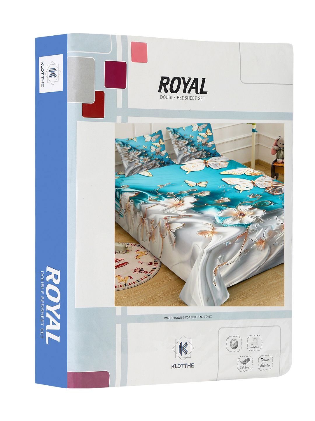KLOTTHE Blue Floral 400 TC King Superfine Bedsheets