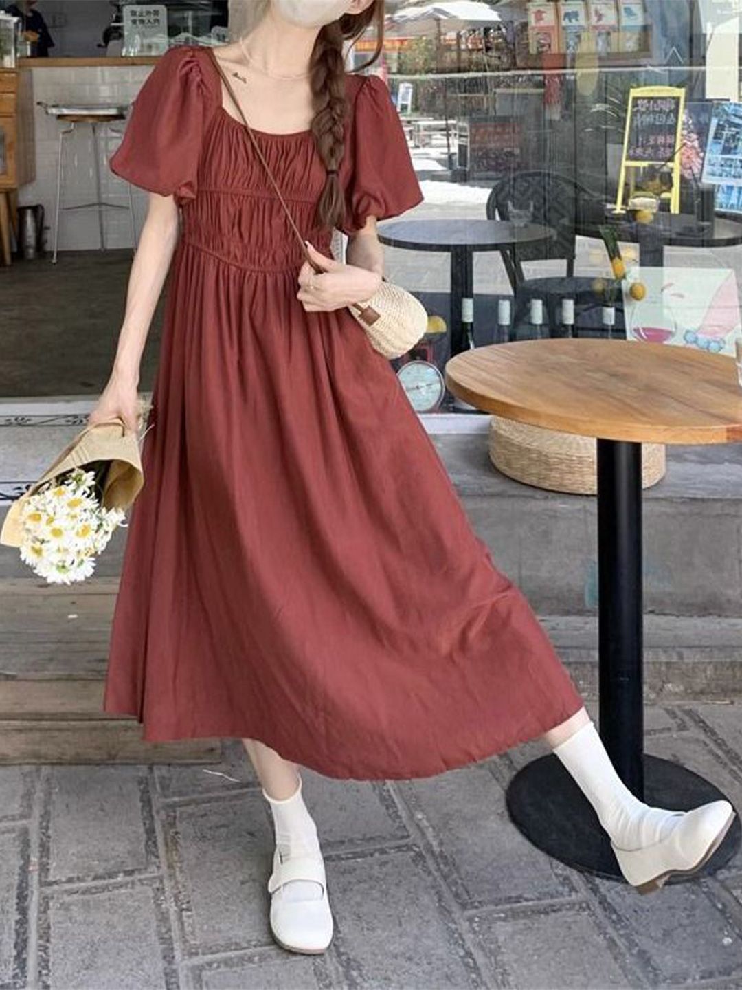 all about you Women Fit & Flare Ruched Maxi Dress