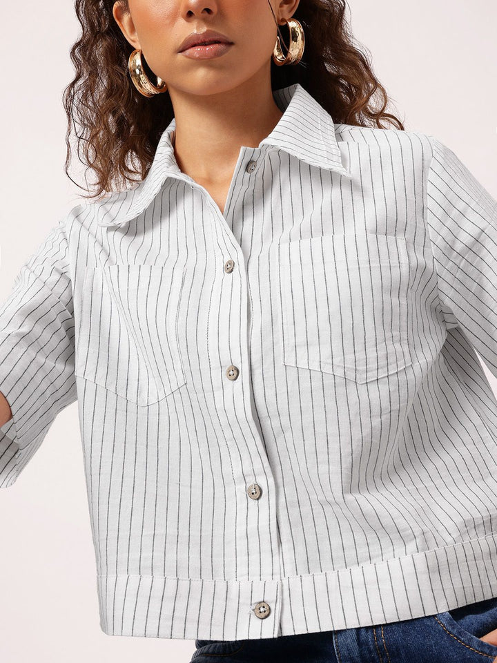 DressBerry Functional Fashion Striped Boxy Shirt
