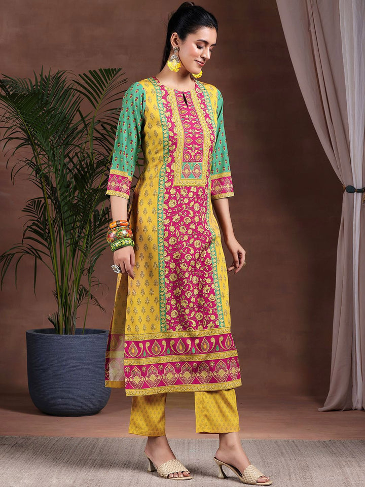 Libas Floral Printed Straight Kurta with Palazzos