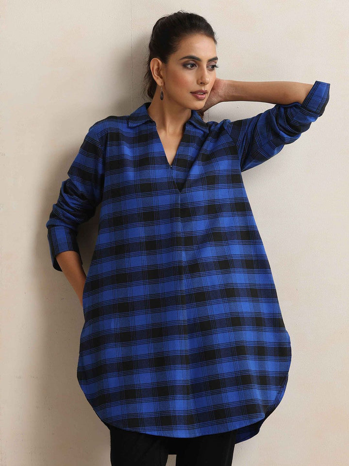 trueBrowns Checked Pleated Winter Top