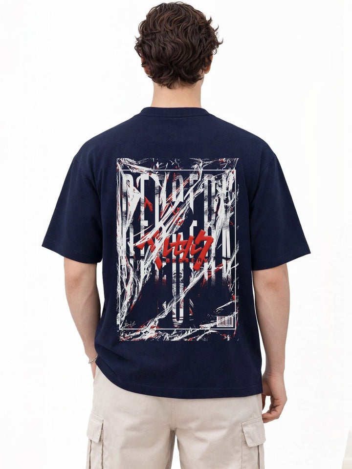 ADRO Graphic Printed Drop-Shoulder Sleeves Cotton T-shirt
