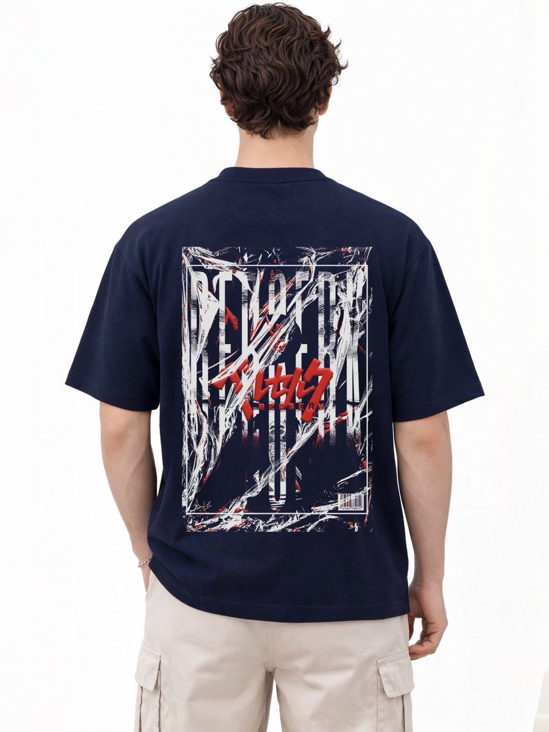 ADRO Graphic Printed Drop-Shoulder Sleeves Cotton T-shirt