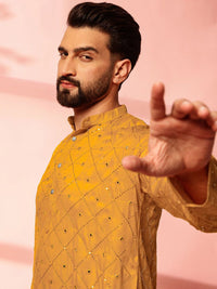 Anouk Men Embroidered Regular Mirror Work Pure Cotton Kurta with Pyjamas
