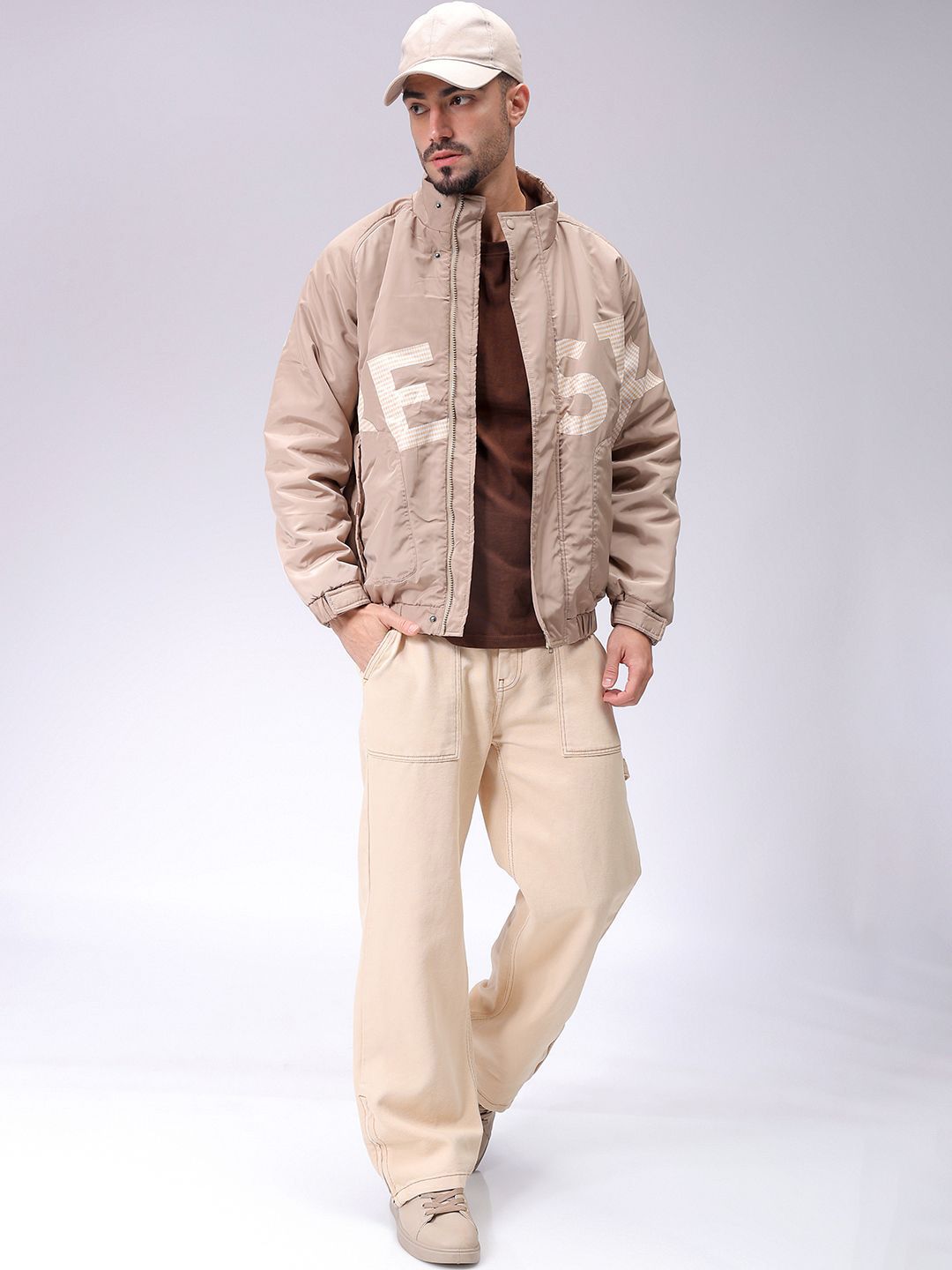 The Indian Garage Co Men Lightweight Puffer Jacket with Embroidered