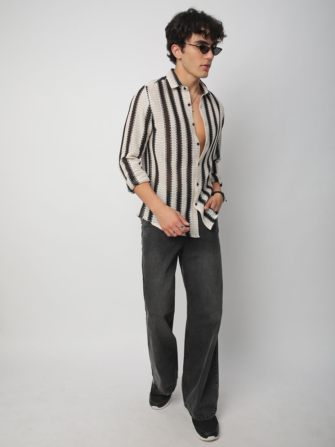 VASTRADO Men Classic Slim Fit Multi Stripes Opaque Casual Shirt
